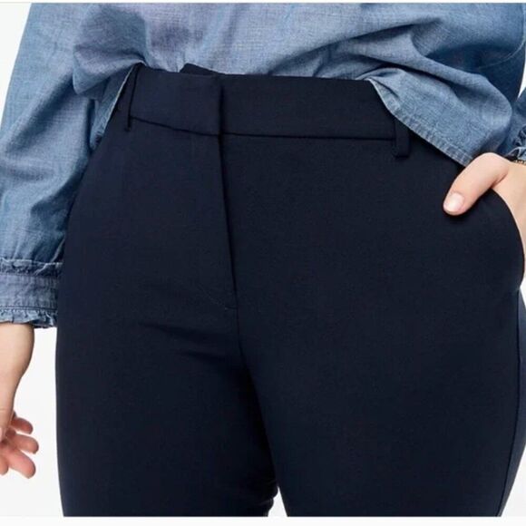 J. Crew Factory J5292 Navy cropped Ruby pant in stretch twill NWOT size 0 Flaw - Picture 4 of 9